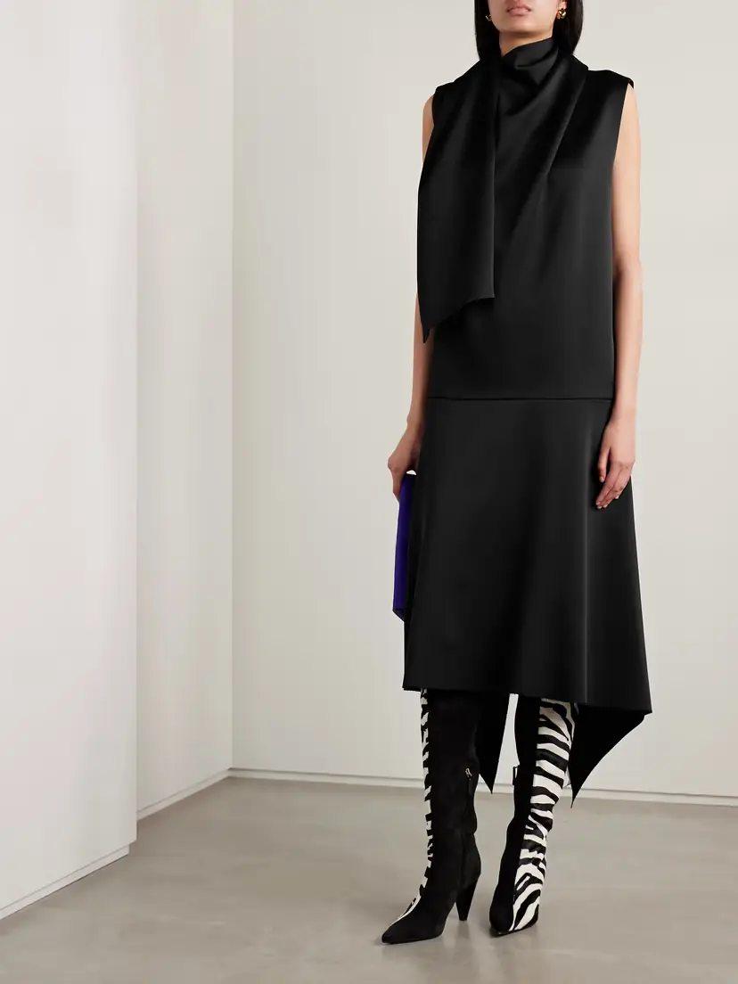 Khaite Loell Draped Duchesse-satin Midi Dress | Thumbnail 2
