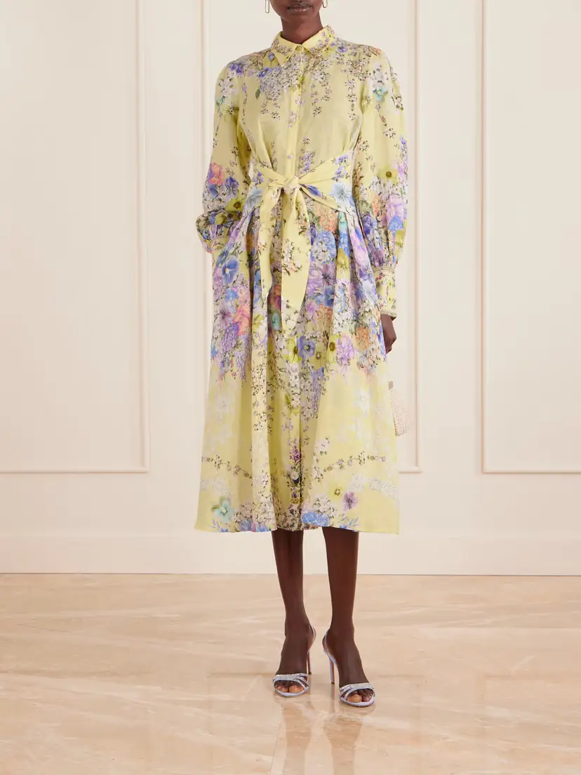 Camilla Crystal-embellished Floral-print Silk And Linen-blend Midi Shirt Dress | Thumbnail 2