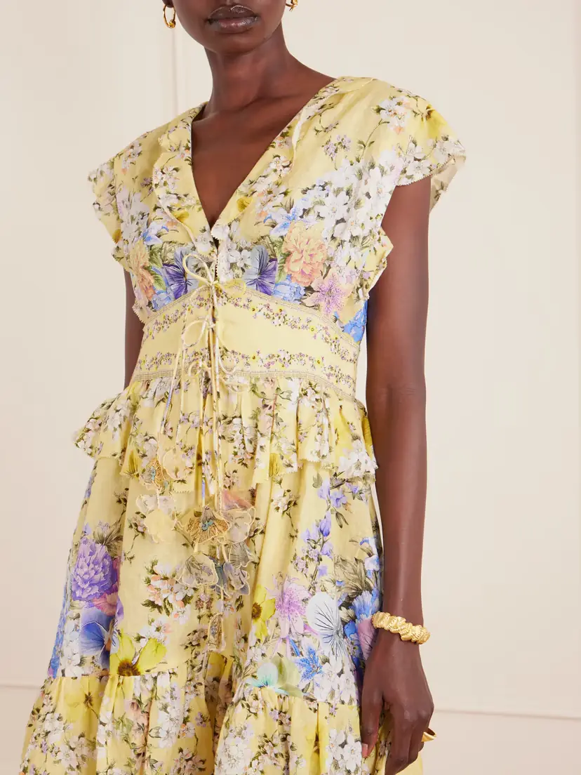 Camilla Appliquéd Embellished Floral-print Linen-voile Mini Dress | Thumbnail 3 Camilla Appliquéd Embellished Floral-print Linen-voile Mini Dress | Thumbnail 3