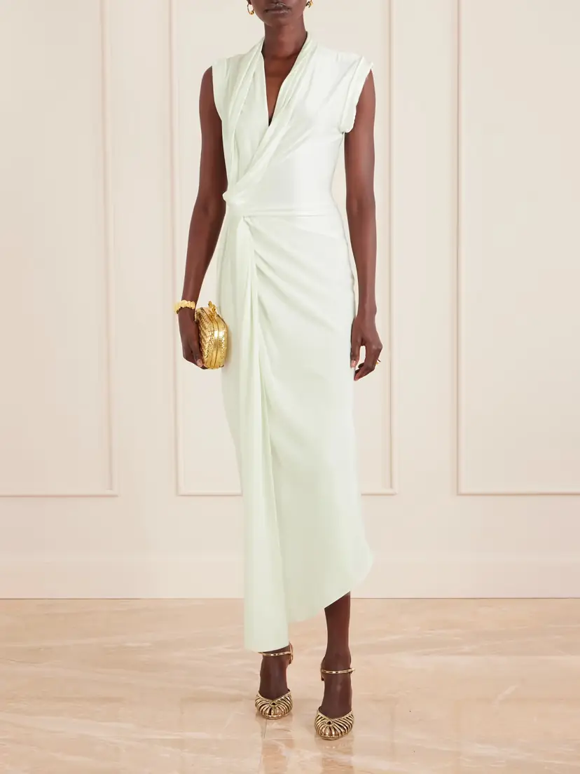 Victoria Beckham Asymmetric Twisted Satin Maxi Dress | Thumbnail 2
