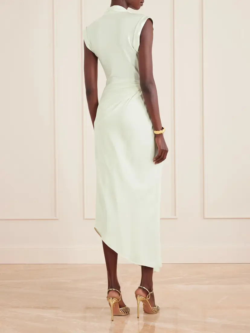 Victoria Beckham Asymmetric Twisted Satin Maxi Dress | Thumbnail 3