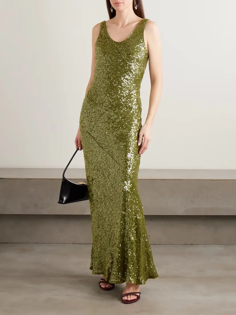 Galvan Moonlight Valletta Sequined Crepe De Chine Gown | Thumbnail 2 Galvan Moonlight Valletta Sequined Crepe De Chine Gown | Thumbnail 2