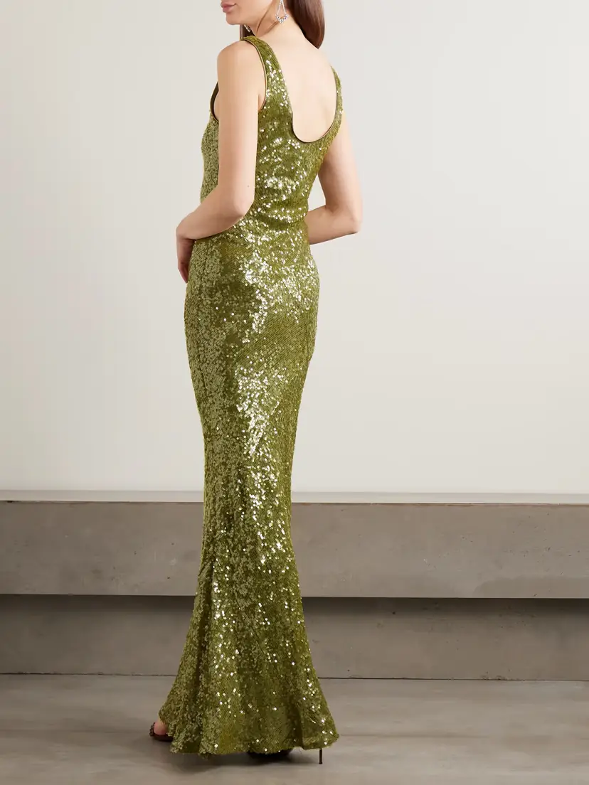Galvan Moonlight Valletta Sequined Crepe De Chine Gown | Thumbnail 3 Galvan Moonlight Valletta Sequined Crepe De Chine Gown | Thumbnail 3