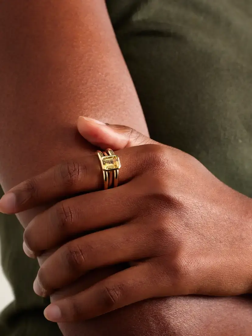 By Pariah Lumen Stack Set Of Three 14-karat Recycled Gold Quartz Rings | Thumbnail 2 By Pariah Lumen Stack Set Of Three 14-karat Recycled Gold Quartz Rings | Thumbnail 2