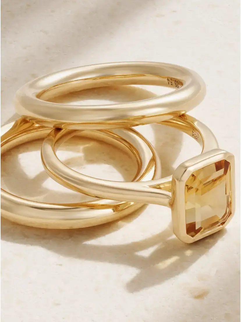 By Pariah Lumen Stack Set Of Three 14-karat Recycled Gold Quartz Rings | Thumbnail 4 By Pariah Lumen Stack Set Of Three 14-karat Recycled Gold Quartz Rings | Thumbnail 4