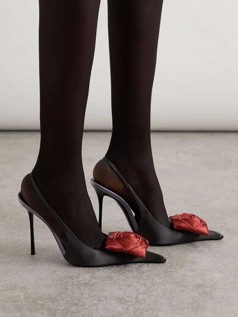 Saint Laurent Amalia Appliquéd Satin Slingback Pumps | Thumbnail 2