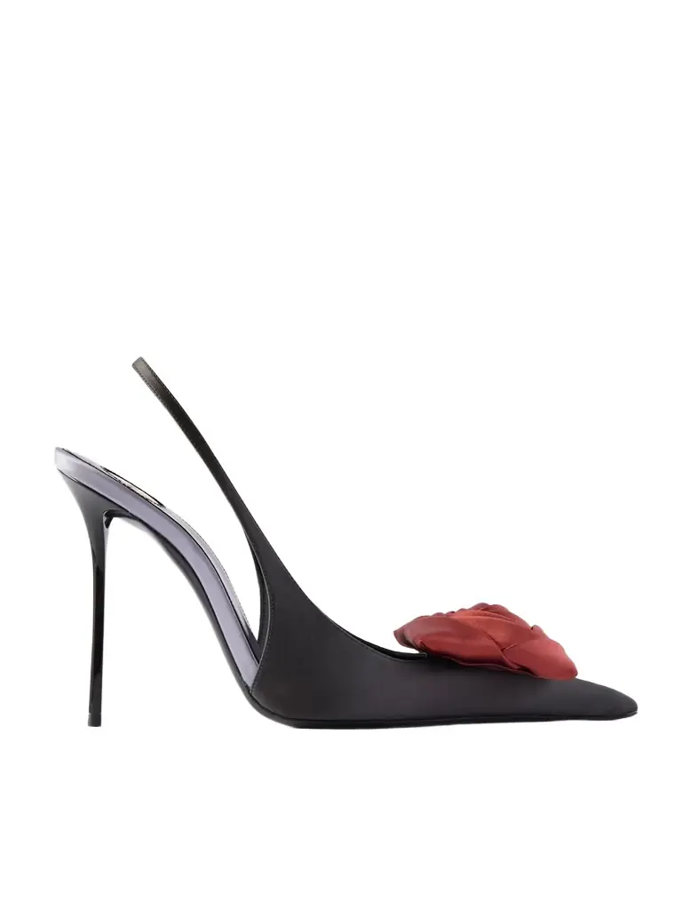 Amalia Appliquéd Satin Slingback Pumps Amalia Appliquéd Satin Slingback Pumps