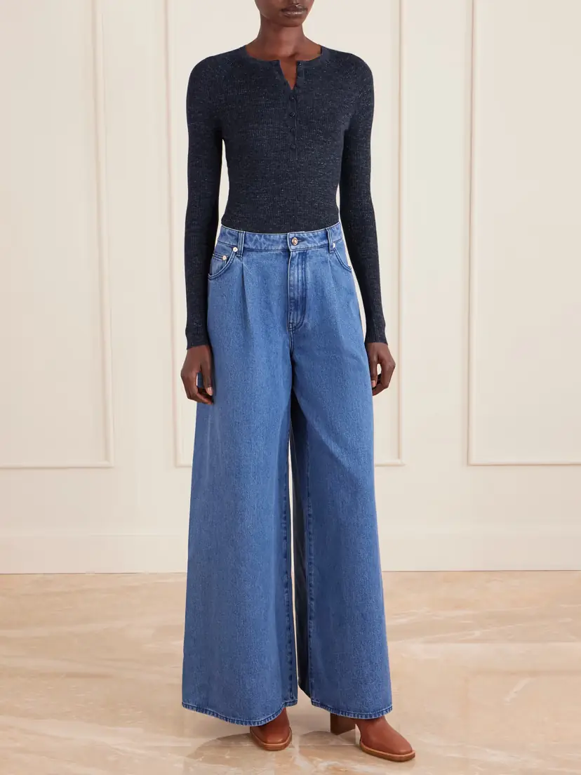 Gabriela Hearst Anges Ribbed Cashmere, Silk And Hemp-blend Henley Top | Thumbnail 2 Gabriela Hearst Anges Ribbed Cashmere, Silk And Hemp-blend Henley Top | Thumbnail 2