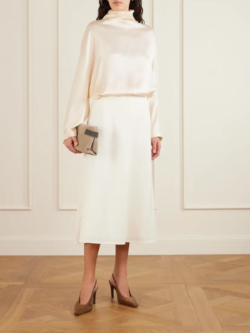Brunello Cucinelli Silk-satin Turtleneck Blouse | Thumbnail 2