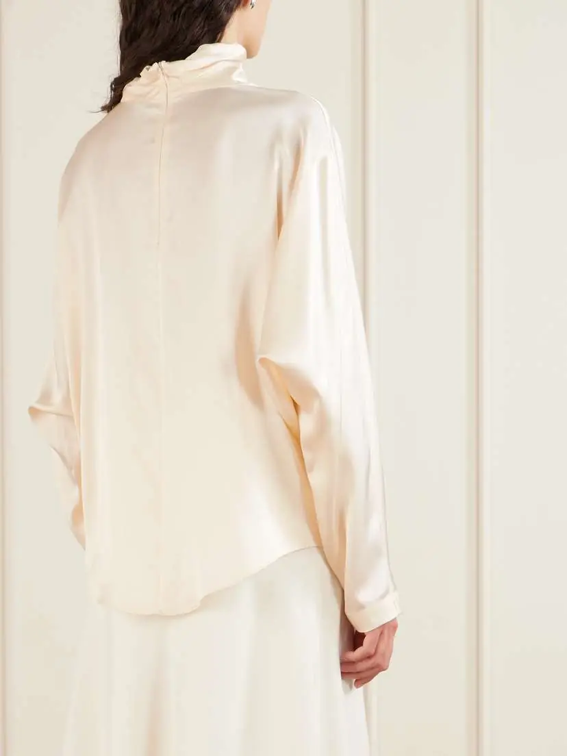 Brunello Cucinelli Silk-satin Turtleneck Blouse | Thumbnail 4
