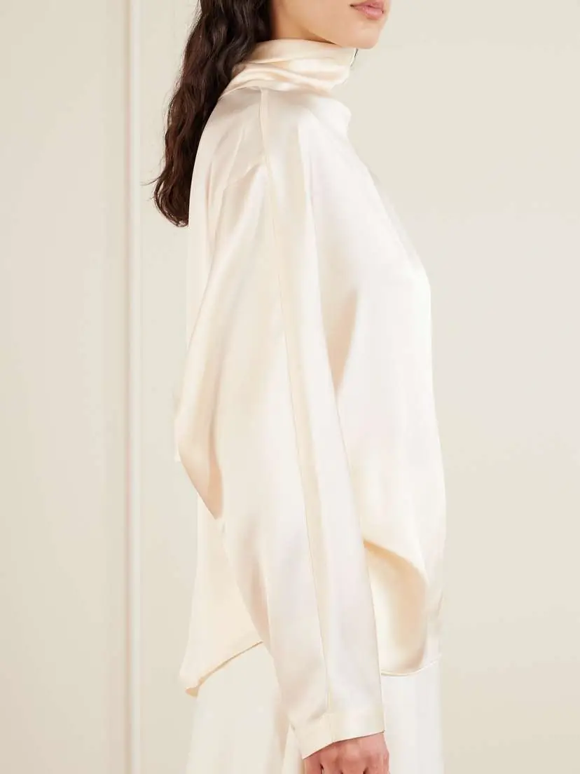 Brunello Cucinelli Silk-satin Turtleneck Blouse | Thumbnail 5