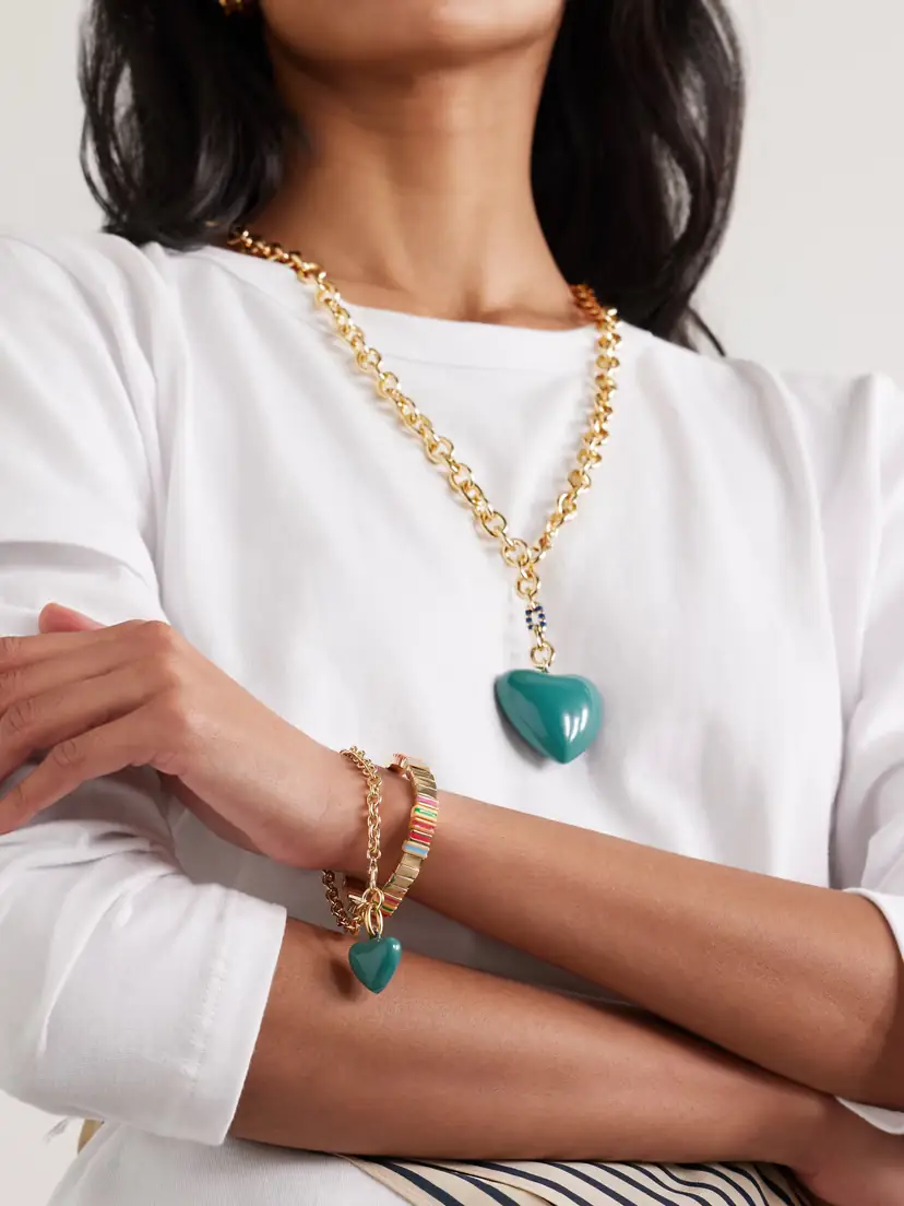 Roxanne Assoulin The Mini Puffy Heart Gold-tone And Enamel Bracelet | Thumbnail 4