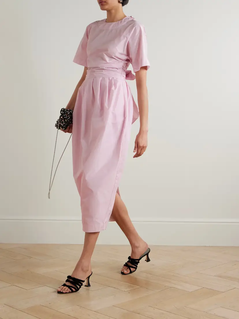 Staud Michelina Tie-detailed Taffeta Midi Dress | Thumbnail 2 Staud Michelina Tie-detailed Taffeta Midi Dress | Thumbnail 2