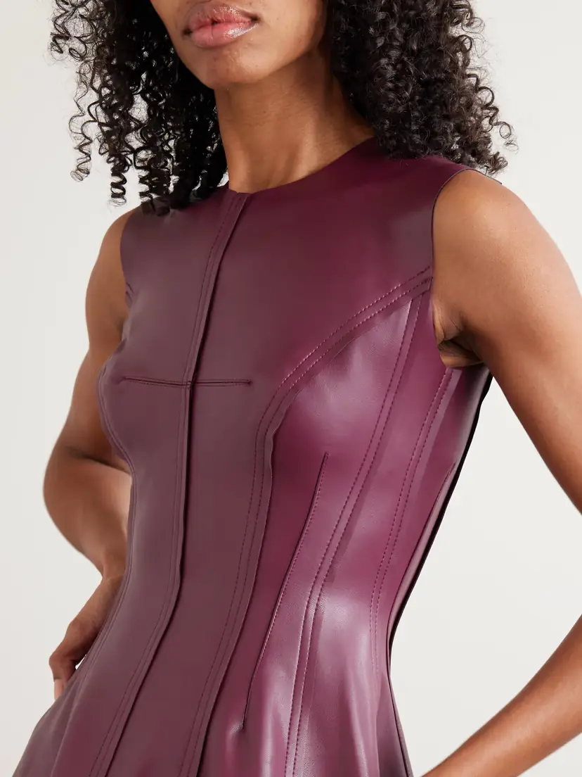 Norma Kamali Grace Belted Paneled Leather-like Midi Dress | Thumbnail 5 Norma Kamali Grace Belted Paneled Leather-like Midi Dress | Thumbnail 5