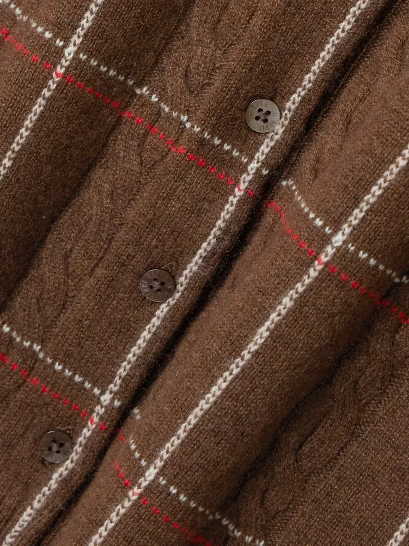 Guest In Residence Jane Checked Cable-knit Cashmere Cardigan | Thumbnail 5