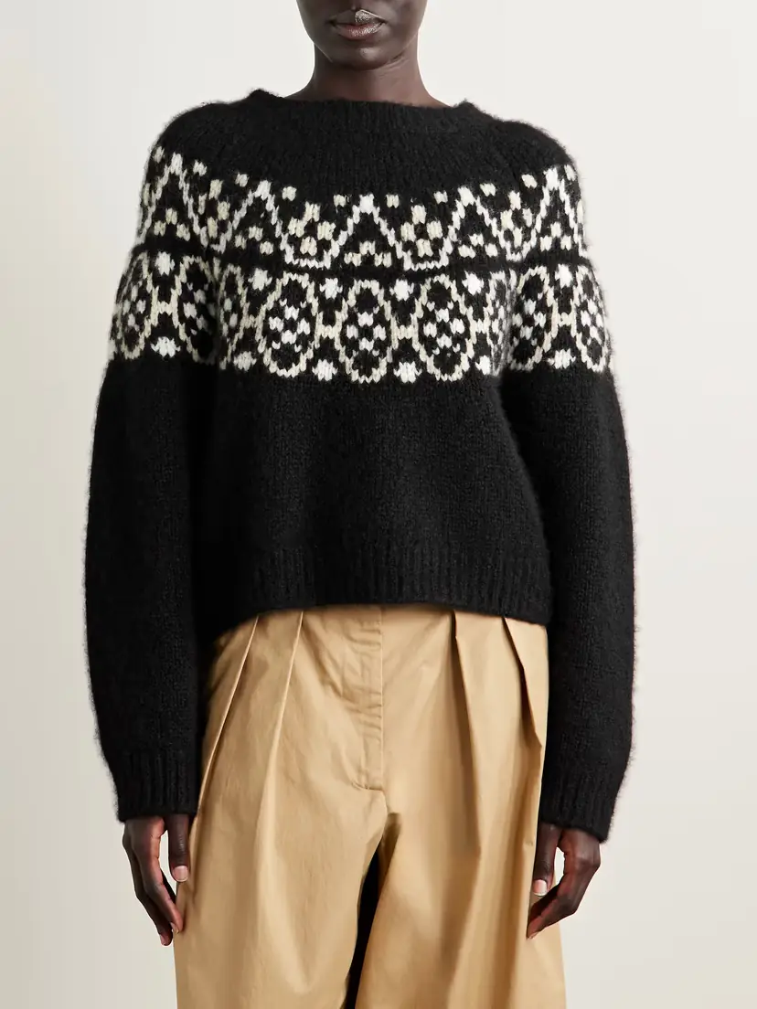 Nili Lotan Chrissy Fair Isle Jacquard-knit Cashmere And Silk-blend Sweater | Thumbnail 3
