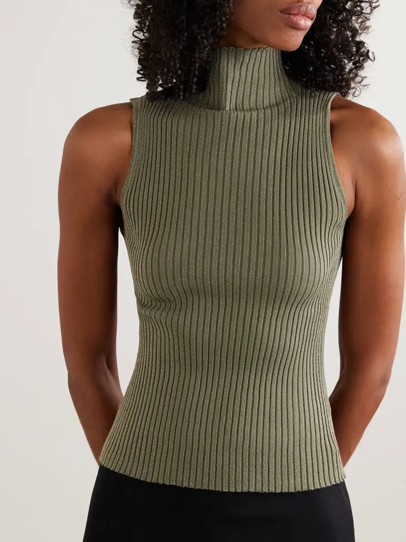 LESET Blake Ribbed Lurex Turtleneck Top | Thumbnail 3 LESET Blake Ribbed Lurex Turtleneck Top | Thumbnail 3