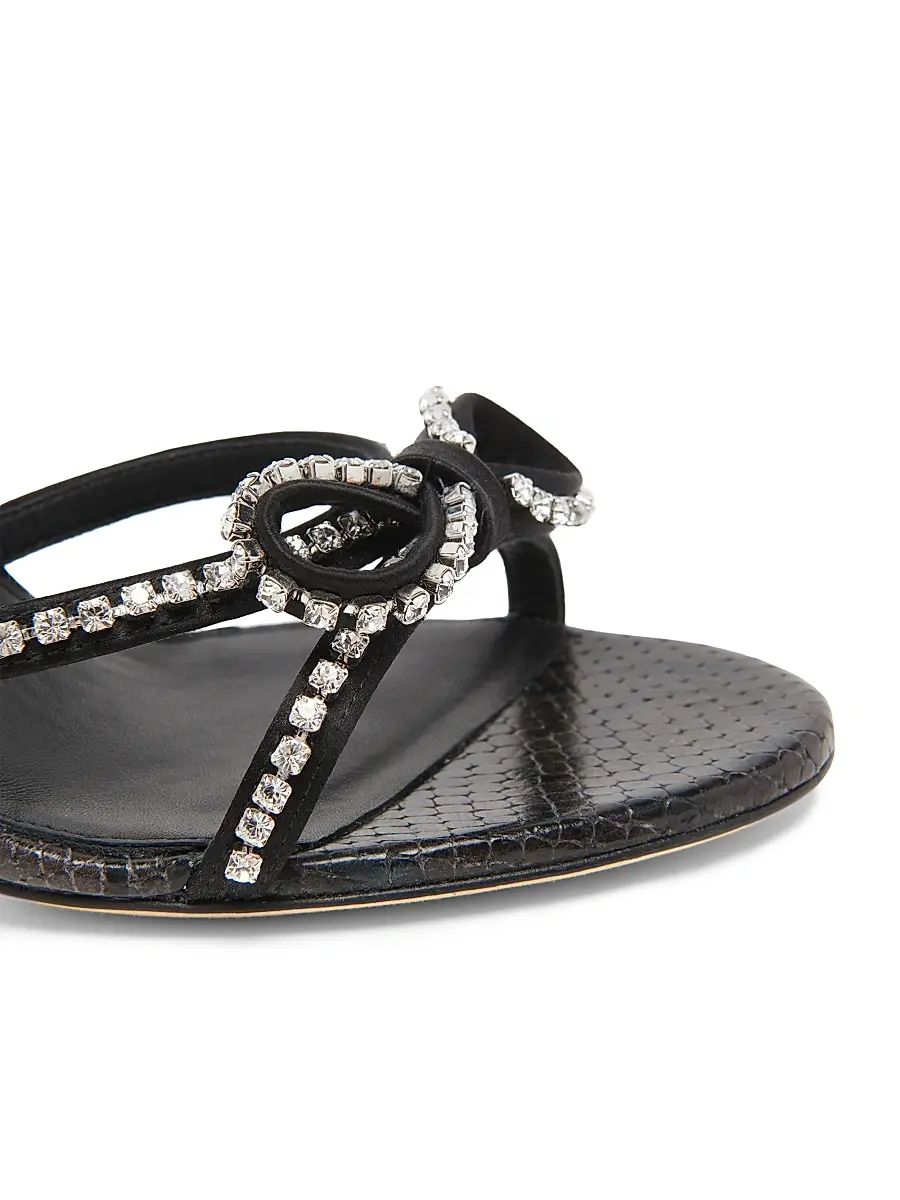 Alexander McQueen Women's Crystal-Embellished Bow Leather Sandals | Thumbnail 6 Alexander McQueen Women's Crystal-Embellished Bow Leather Sandals | Thumbnail 6