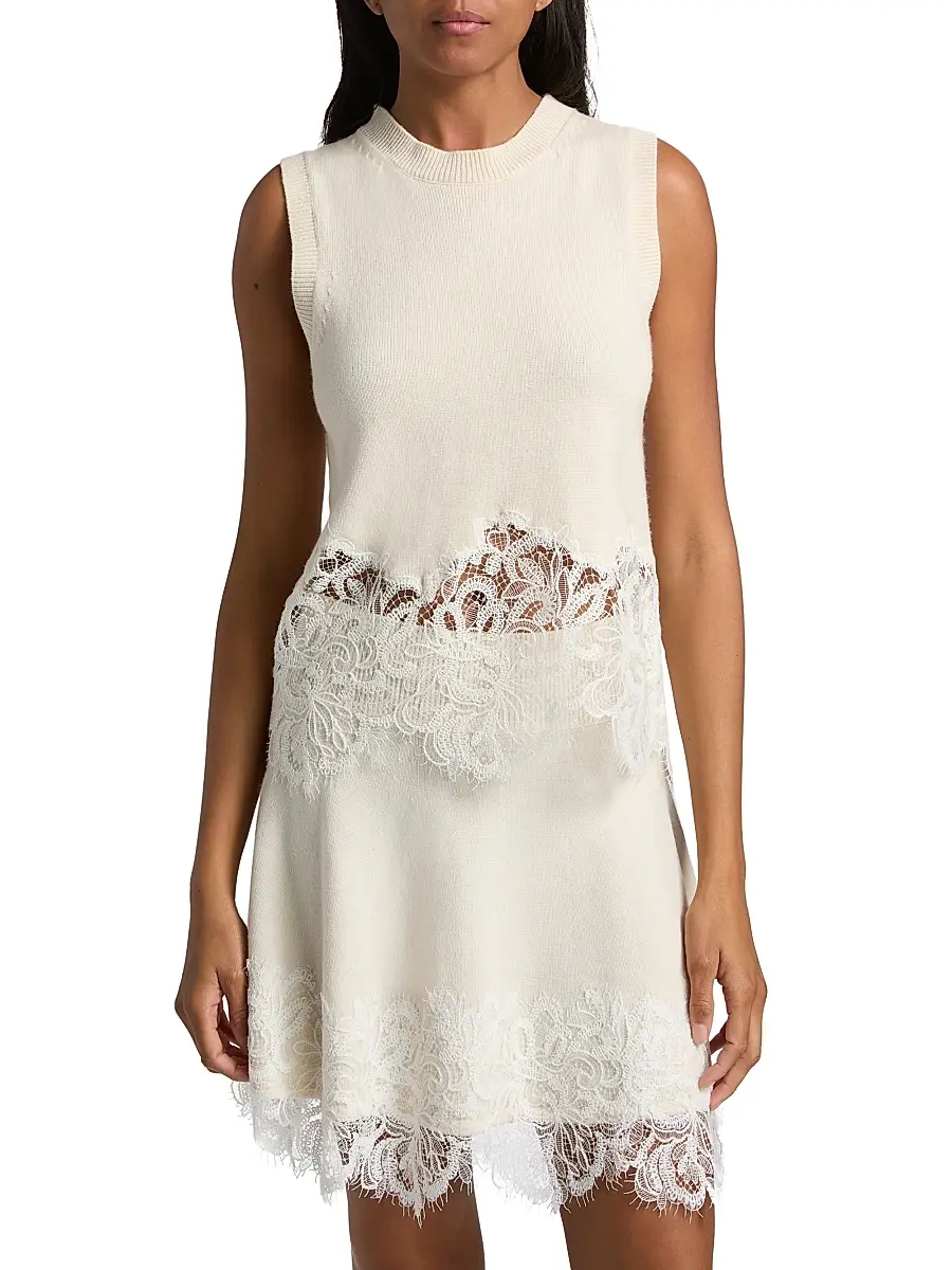 Ramy Brook Women's Nerissa Lace & Wool-Cashmere Sweater - Winter White Combo | Thumbnail 3 Ramy Brook Women's Nerissa Lace & Wool-Cashmere Sweater - Winter White Combo | Thumbnail 3
