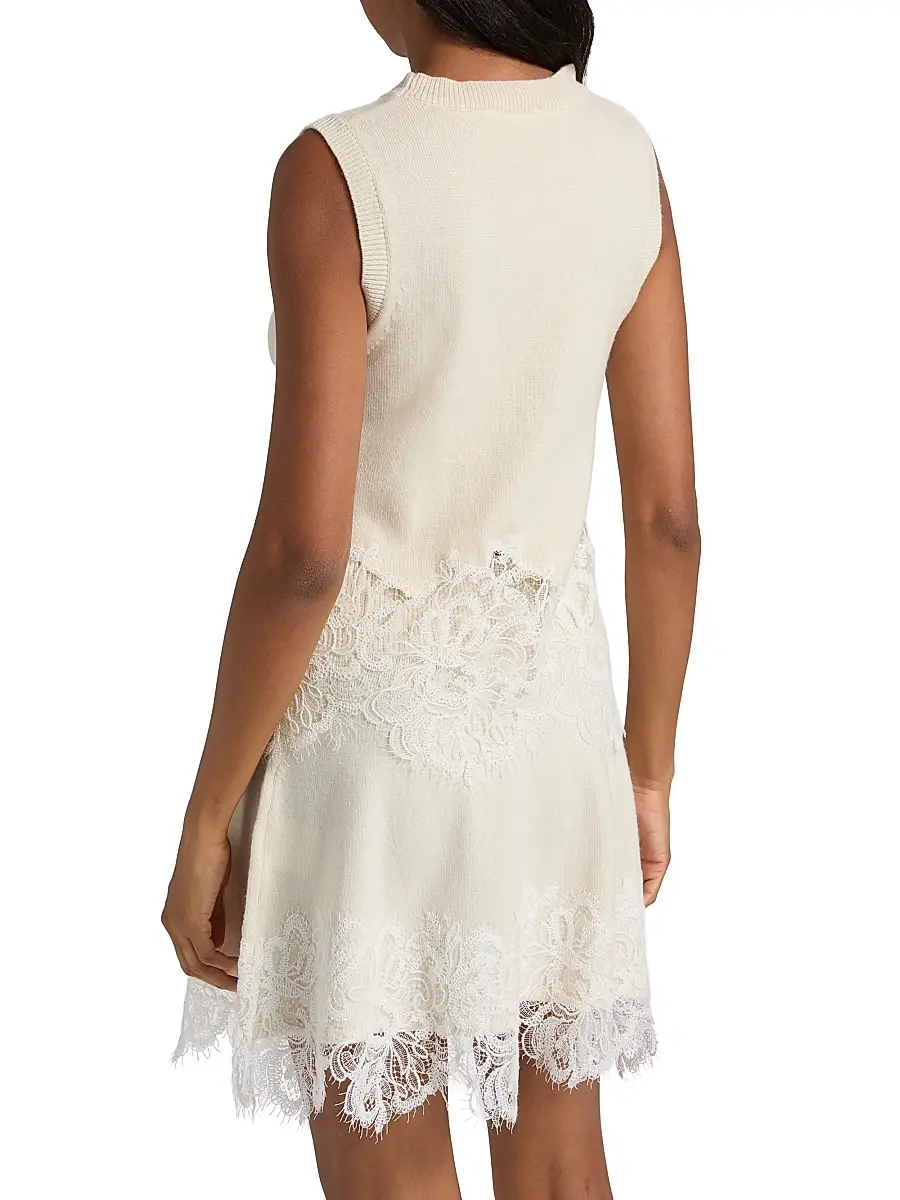 Ramy Brook Women's Nerissa Lace & Wool-Cashmere Sweater - Winter White Combo | Thumbnail 5 Ramy Brook Women's Nerissa Lace & Wool-Cashmere Sweater - Winter White Combo | Thumbnail 5