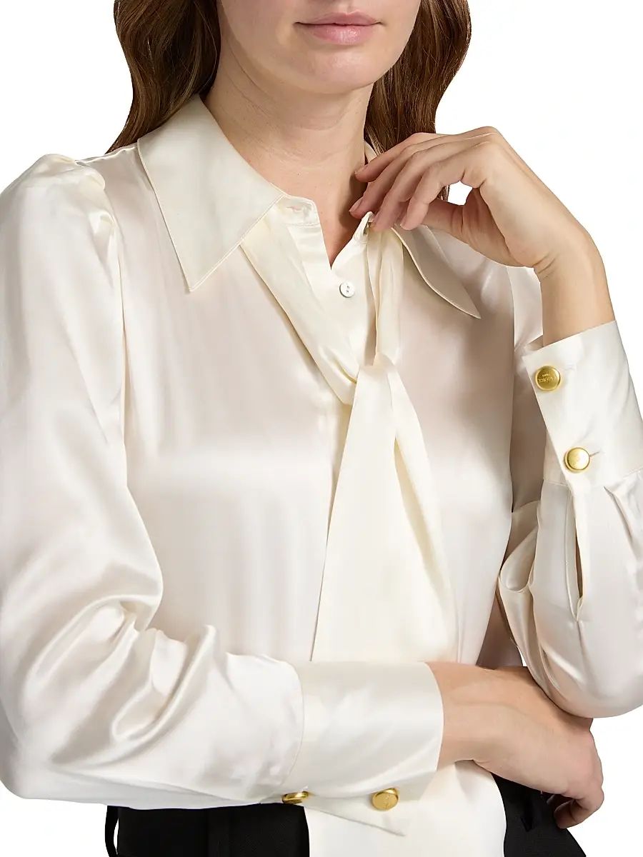 L'Agence Women's Honey Silk Tieneck Blouse | Thumbnail 6 L'Agence Women's Honey Silk Tieneck Blouse | Thumbnail 6