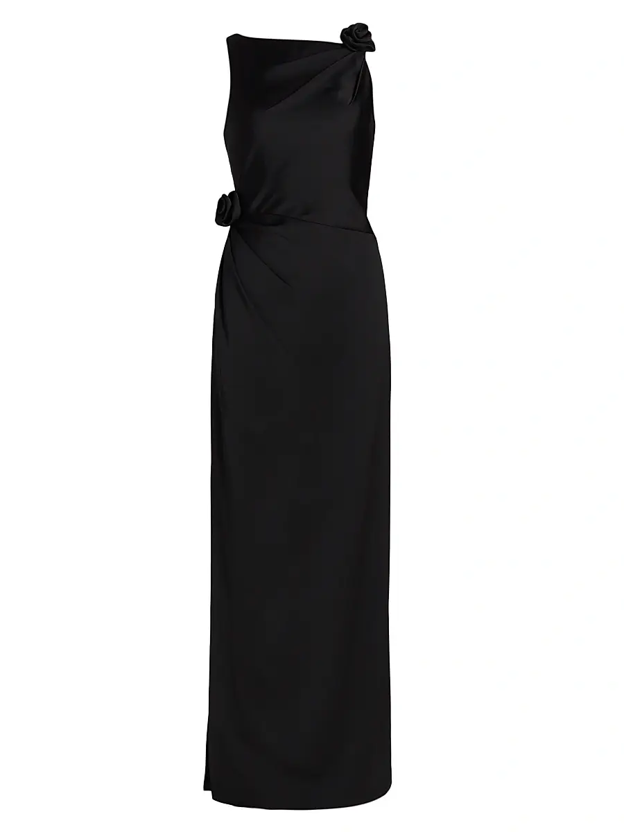 As It May Women's Rosette Draped Column Gown - Black | Image 1 As It May Women's Rosette Draped Column Gown - Black | Image 1