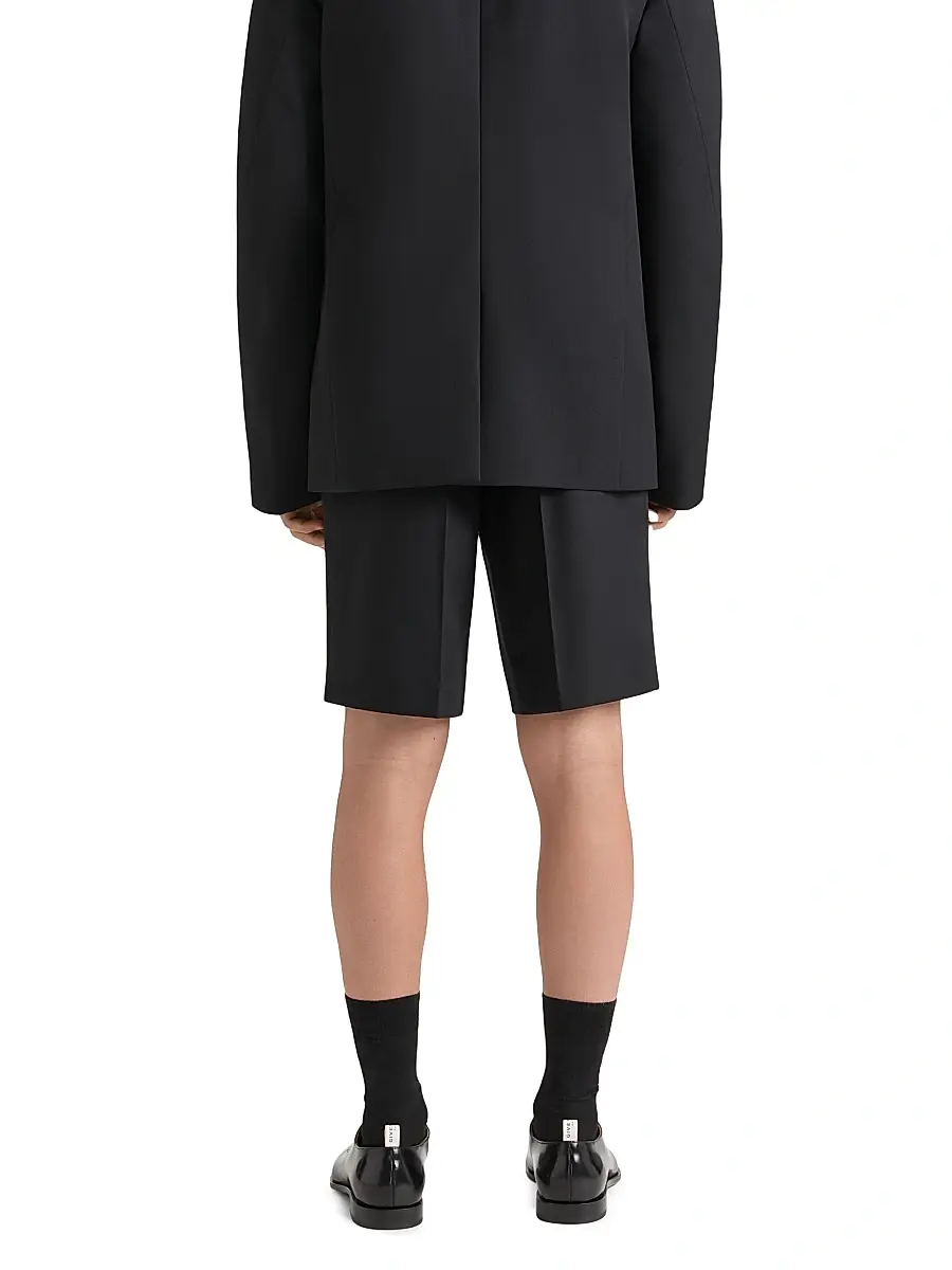 Givenchy Men's Double Pleated Bermuda Shorts in Wool - Black | Thumbnail 2 Givenchy Men's Double Pleated Bermuda Shorts in Wool - Black | Thumbnail 2