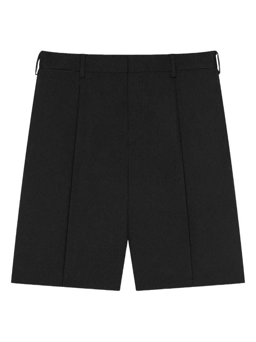 Givenchy Men's Double Pleated Bermuda Shorts in Wool - Black
