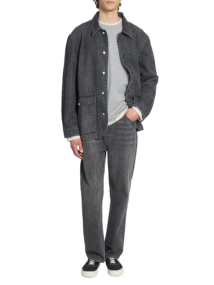 Officine Générale Men's Bosco Layered Striped Cotton Shirt - Light Heather Grey White | Thumbnail 2 Officine Générale Men's Bosco Layered Striped Cotton Shirt - Light Heather Grey White | Thumbnail 2