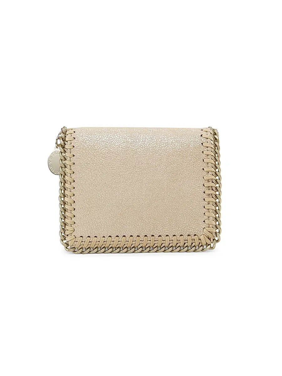 Stella McCartney Women's Falabella Shiny Chain-Trim Bifold Wallet - Gold | Image 1 Stella McCartney Women's Falabella Shiny Chain-Trim Bifold Wallet - Gold | Image 1