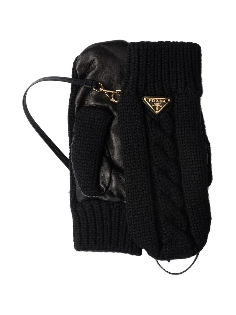 Prada Women's Wool and Nappa Leather Mittens