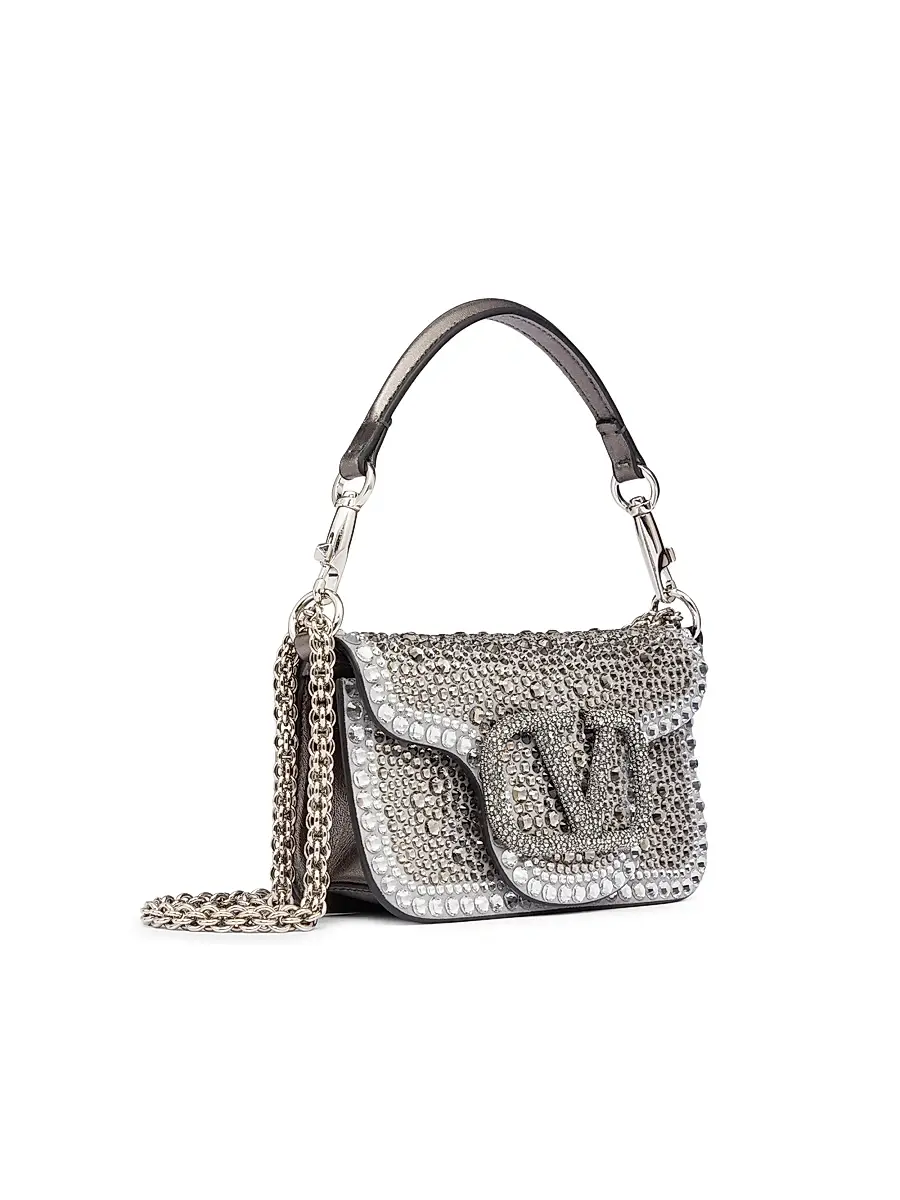 Valentino Women's Small Locò Top Handle Bag with Rhinestones - Crystal | Thumbnail 2