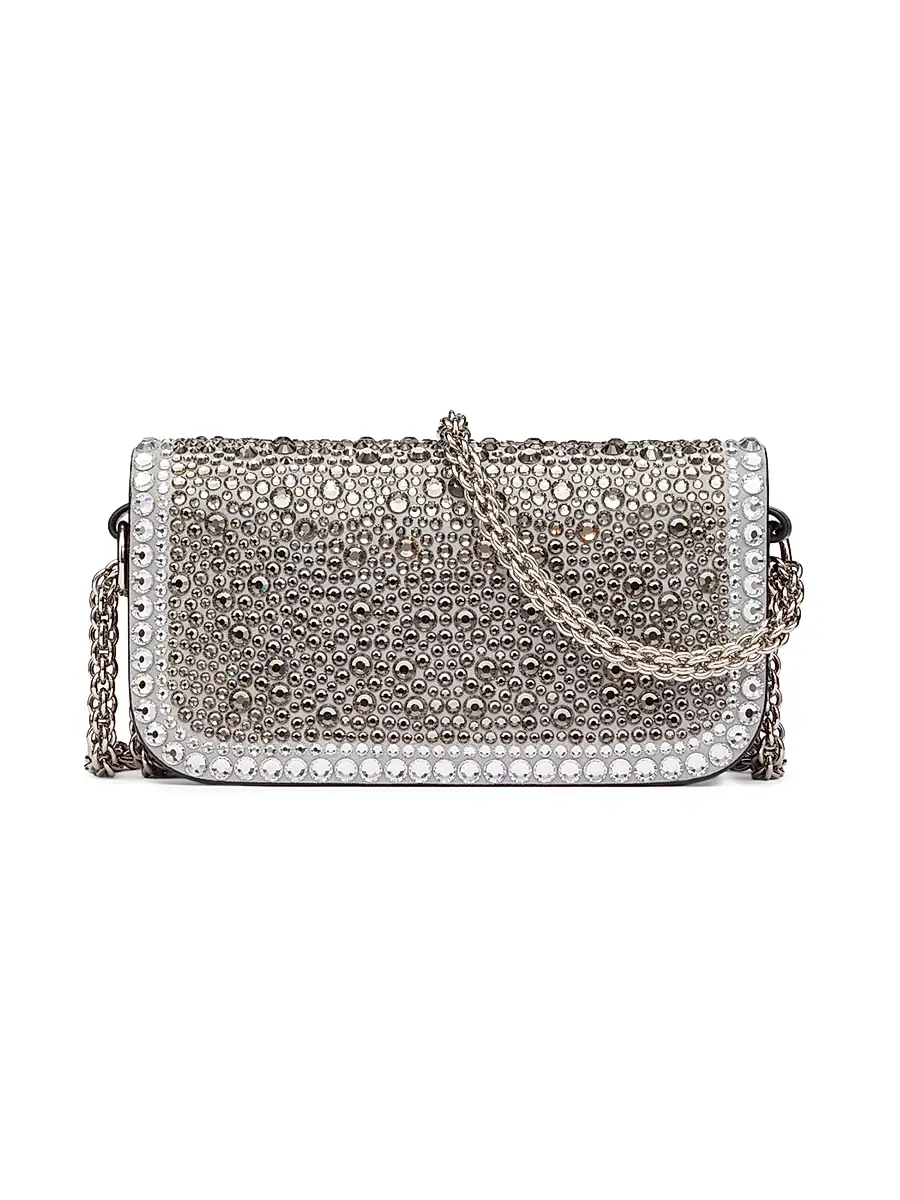 Valentino Women's Small Locò Top Handle Bag with Rhinestones - Crystal | Thumbnail 3