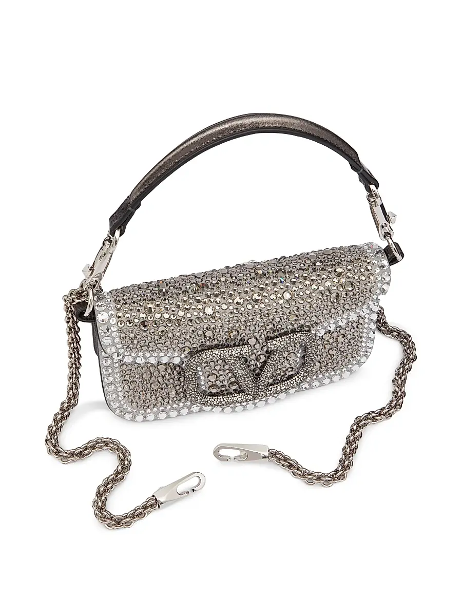 Valentino Women's Small Locò Top Handle Bag with Rhinestones - Crystal | Thumbnail 5