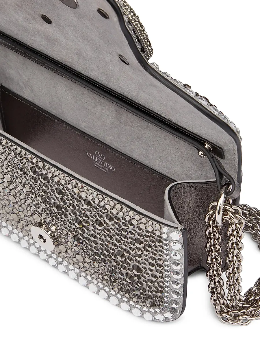Valentino Women's Small Locò Top Handle Bag with Rhinestones - Crystal | Thumbnail 6