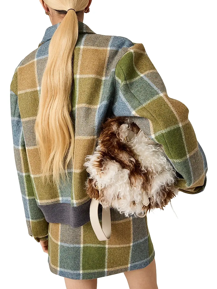 Miu Miu Women's Checked Blouson Jacket - Brown | Thumbnail 3 Miu Miu Women's Checked Blouson Jacket - Brown | Thumbnail 3
