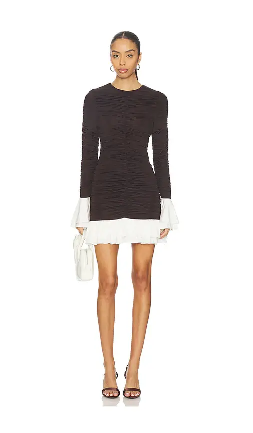 ROTATE Mini Ruched Long Sleeve Dress | Image 1 ROTATE Mini Ruched Long Sleeve Dress | Image 1
