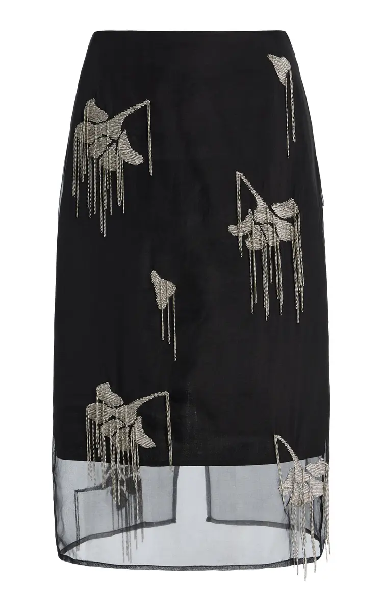 Róhe Tulip-Embellished Organza Midi Skirt | Image 1 Róhe Tulip-Embellished Organza Midi Skirt | Image 1