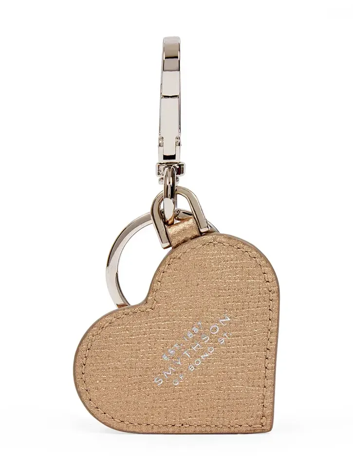 Smythson Panama Leather Heart Keyring