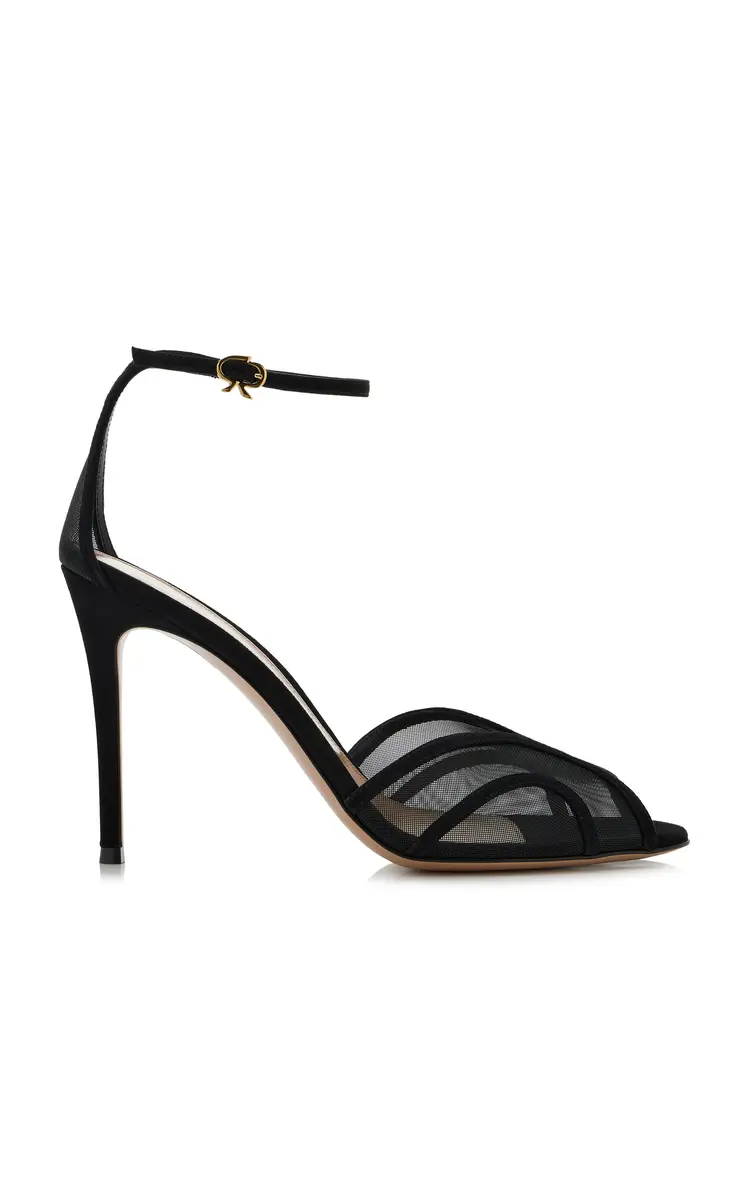 Gianvito Rossi Suede-Trimmed Mesh Sandals | Thumbnail 1 Gianvito Rossi Suede-Trimmed Mesh Sandals | Thumbnail 1