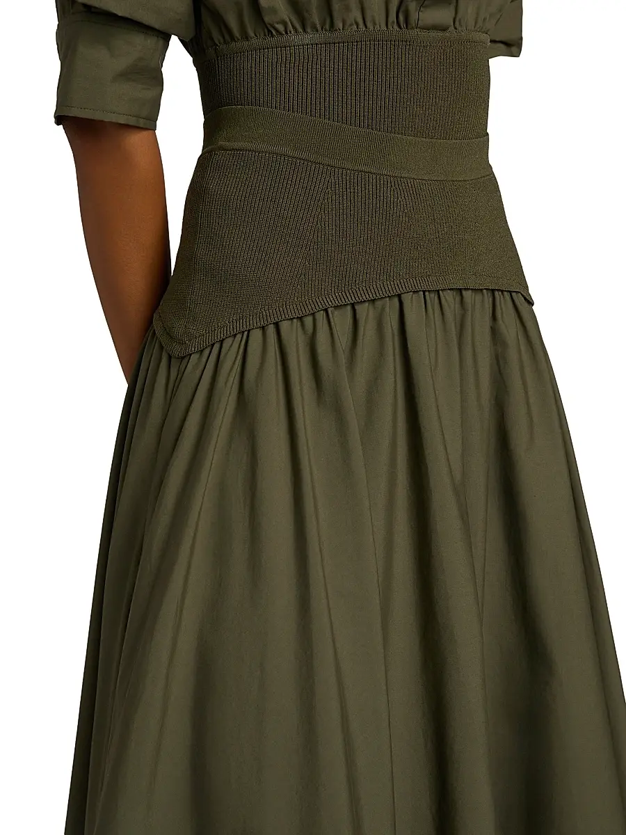 Simkhai Women's Ovie Cotton Midi-Skirt - Fern - Size Large | Thumbnail 6 Simkhai Women's Ovie Cotton Midi-Skirt - Fern - Size Large | Thumbnail 6