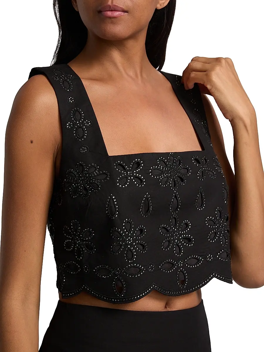 Hemant & Nandita Women's Hira Crystal-Embellished Floral Cotton Tank | Thumbnail 6 Hemant & Nandita Women's Hira Crystal-Embellished Floral Cotton Tank | Thumbnail 6