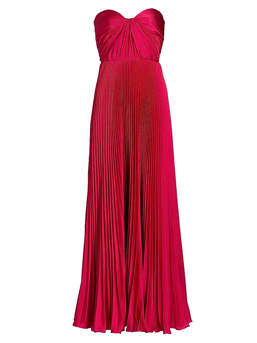 As It May Women's Elia Satin Plissé Gown - Hot Berry | Image 1 As It May Women's Elia Satin Plissé Gown - Hot Berry | Image 1