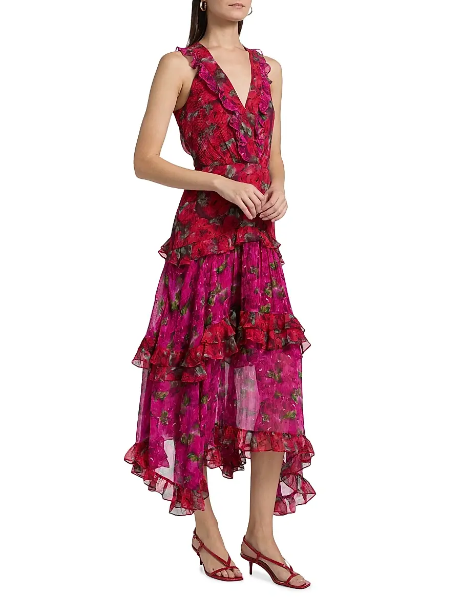 Saloni Women's Jolie Frilled Floral Midi-Dress | Thumbnail 3 Saloni Women's Jolie Frilled Floral Midi-Dress | Thumbnail 3