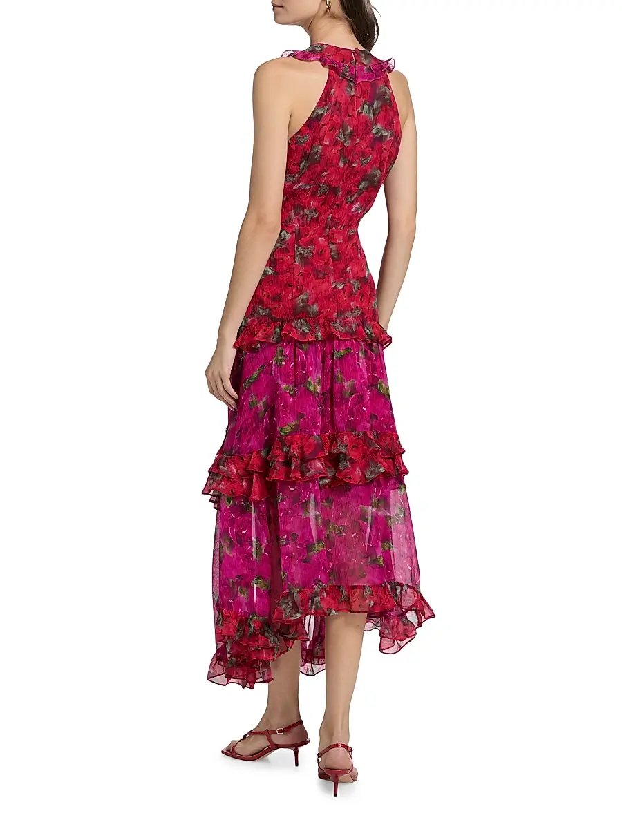 Saloni Women's Jolie Frilled Floral Midi-Dress | Thumbnail 5 Saloni Women's Jolie Frilled Floral Midi-Dress | Thumbnail 5