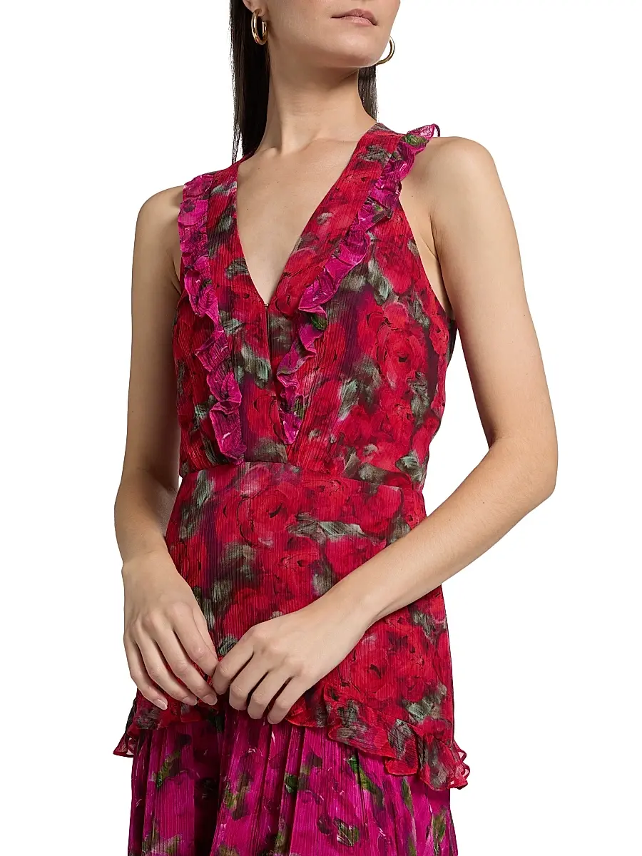 Saloni Women's Jolie Frilled Floral Midi-Dress | Thumbnail 6 Saloni Women's Jolie Frilled Floral Midi-Dress | Thumbnail 6