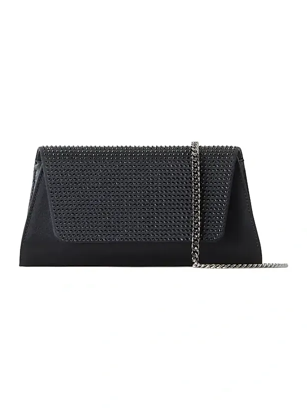 Women's Mini Anouk Embellished Silk & Leather Clutch - Black Women's Mini Anouk Embellished Silk & Leather Clutch - Black