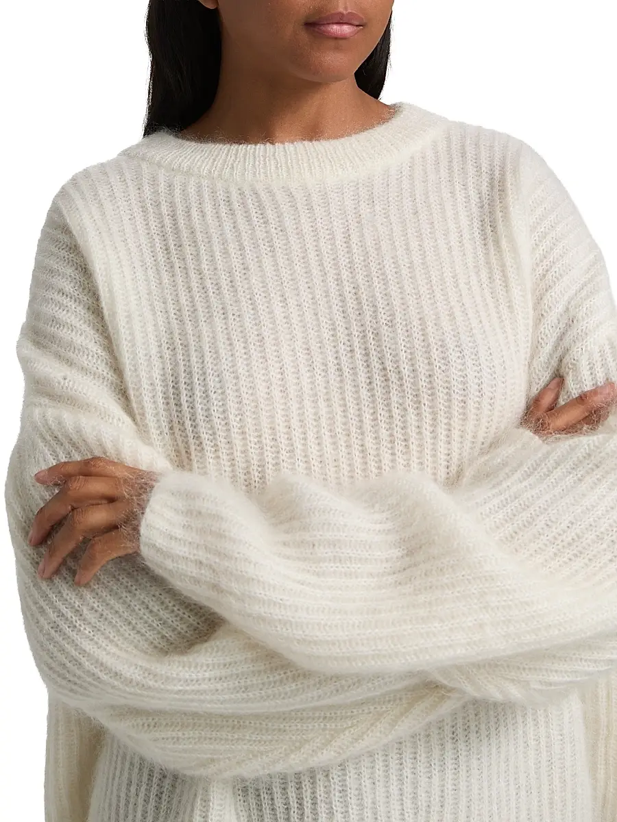 TOTEME Women's Oversized Rib-Knit Mohair-Blend Sweater | Thumbnail 6