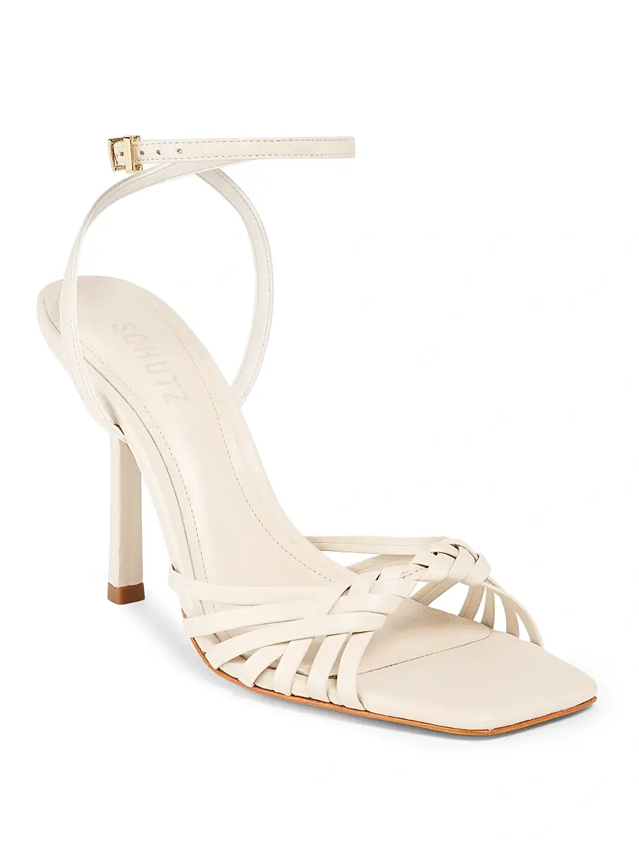Schutz Women's Tara 110MM Crisscross Leather Stiletto Sandals | Thumbnail 2