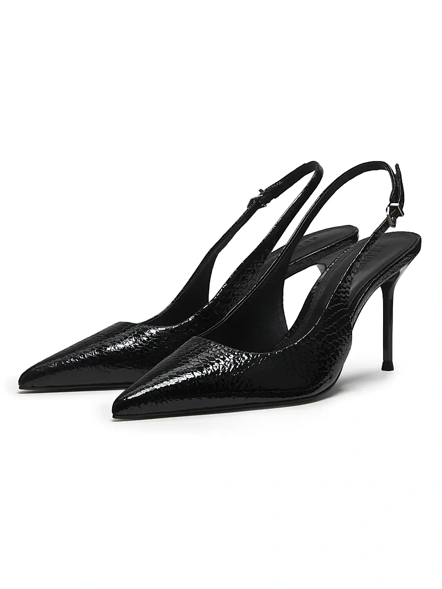 Schutz Women's Paola 90MM Snake-Embossed Leather Slingback Pumps | Thumbnail 2